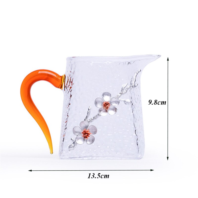 Grande théière japonaise en verre avec poignée, résistante à la chaleur, tasse à thé créative en verre de prunier 3D, motif marteau Transparent, Chahai