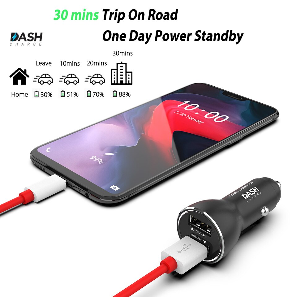 Warp Dash Charge Usb Car Charger for OnePlus 8 Pro 7T 7 One Plus 7T Original Metal Dual Usb Auto Charger Quick Fast Car Charging