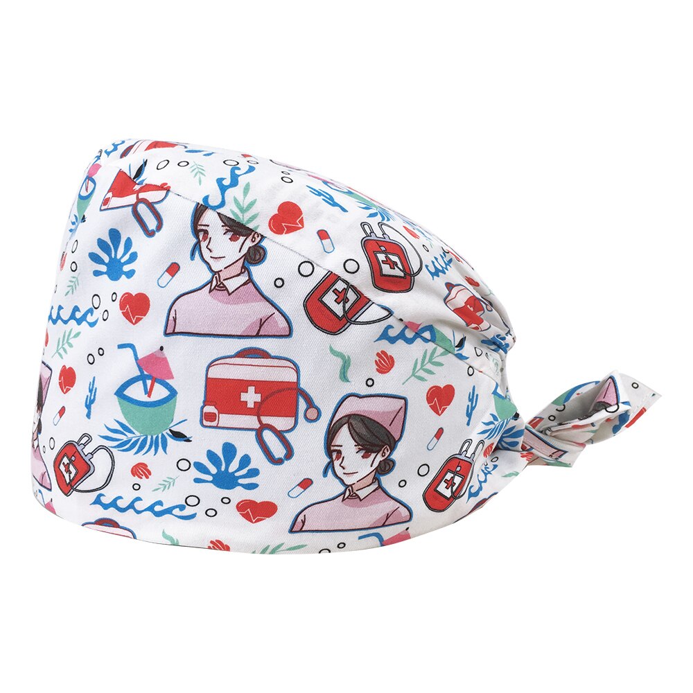 Prijs Unisex Cartoon Tand Afdrukken Scrubs Caps Verstelbare Lab Caps Katoen Vrouwelijke Leuke Scrubs Hoed Huisdier Schoonheid Werk Hoeden: 22152