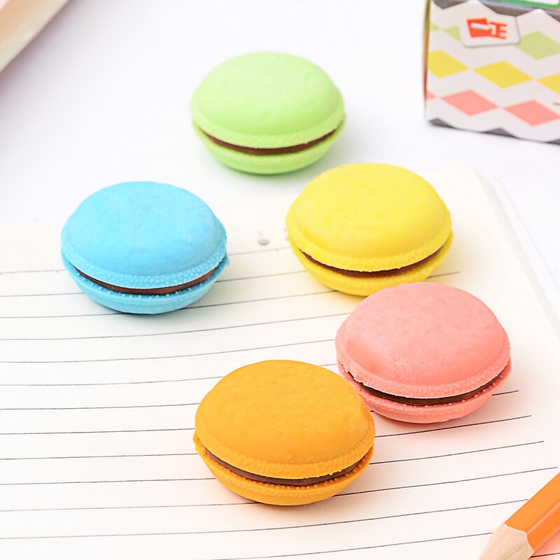 5 stks/partij Briefpapier Kleurrijke Taart Rubber Eenvoudige Macaron Potlood voor Eenvoudige Student Levert Creatieve School Gum