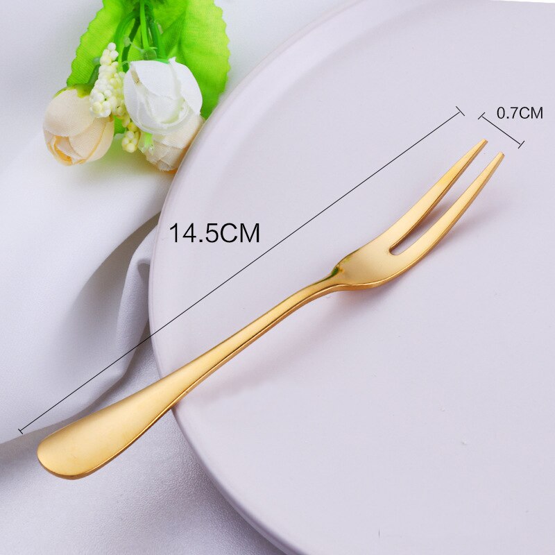 Goldene Überzogene 18/10 Edelstahl Kuchen Schaufel Messer Gabel einstellen Hochzeit Kuchen Nachtisch Salat Obst Mini Gabeln Gold Besteck Besteck