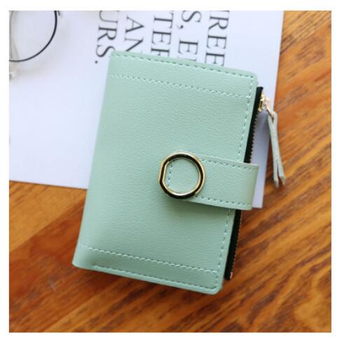 Portefeuille court femme de boucle pu cuir carte de crédit sac petite femme multi-carte offre spéciale pochette portefeuille: Light green