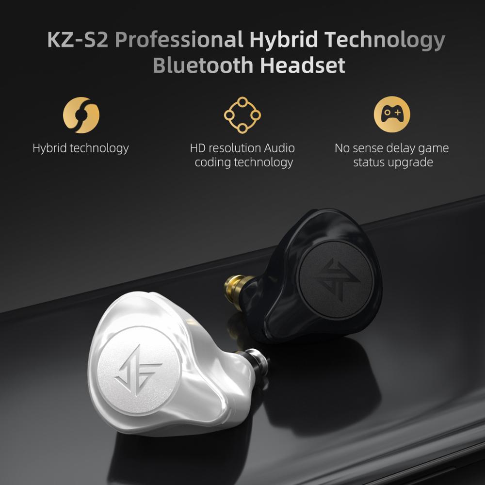 KZ S2 1BA 1DD TWS auriculares inalámbricos Bluetooth 5,0 AAC auriculares de Control táctil auriculares deportivos híbridos de ruido KZ Z1 Z3 S1