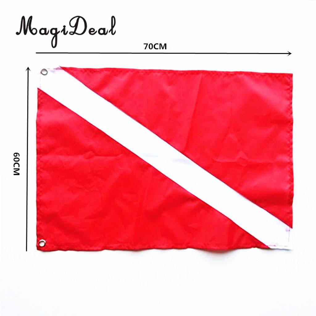 MagiDeal 2Pcs/Set Large Small Red & White Diver Down Flag Signal Boat Kayak Flag for Underwater Scuba Diving Spearfishing