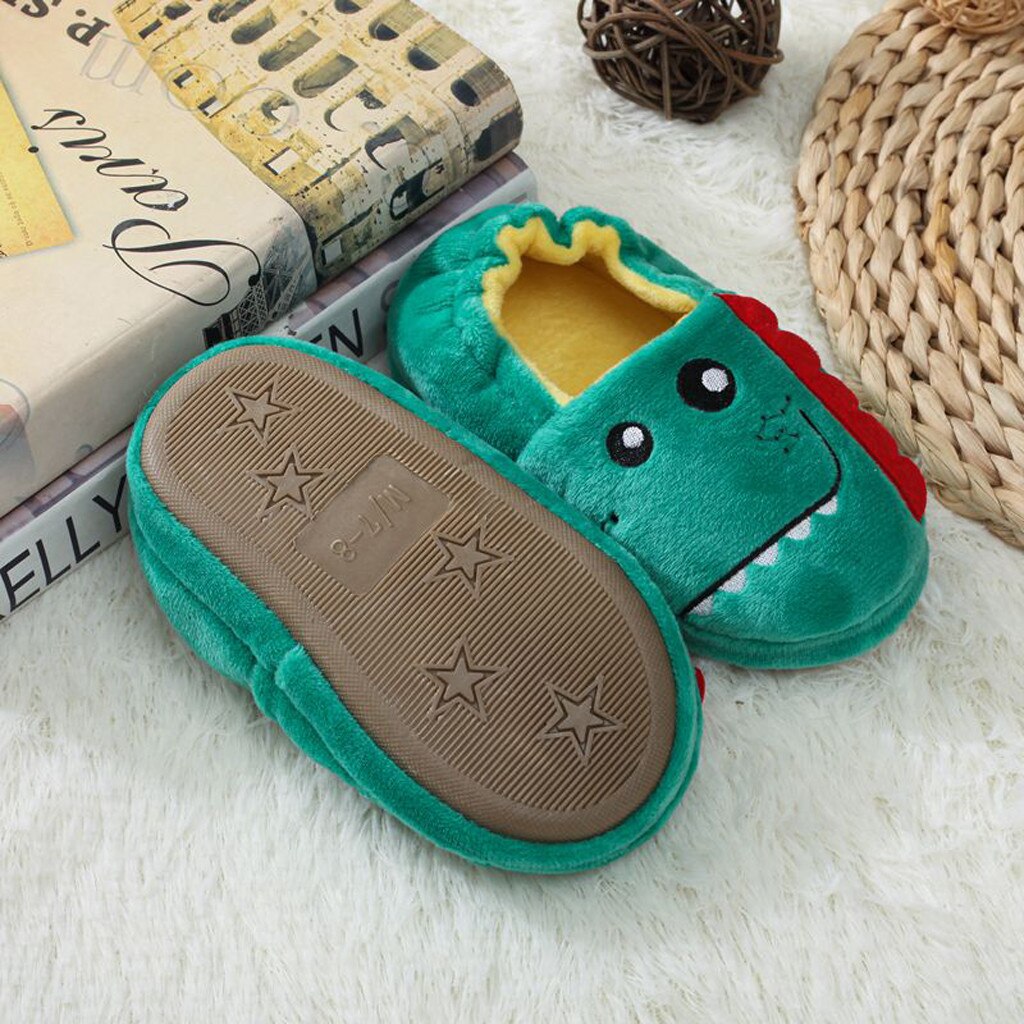 Chaussures chaudes à semelles souples pour bébés, pantoufles imprimées de dessins animés, pour garçons et filles,