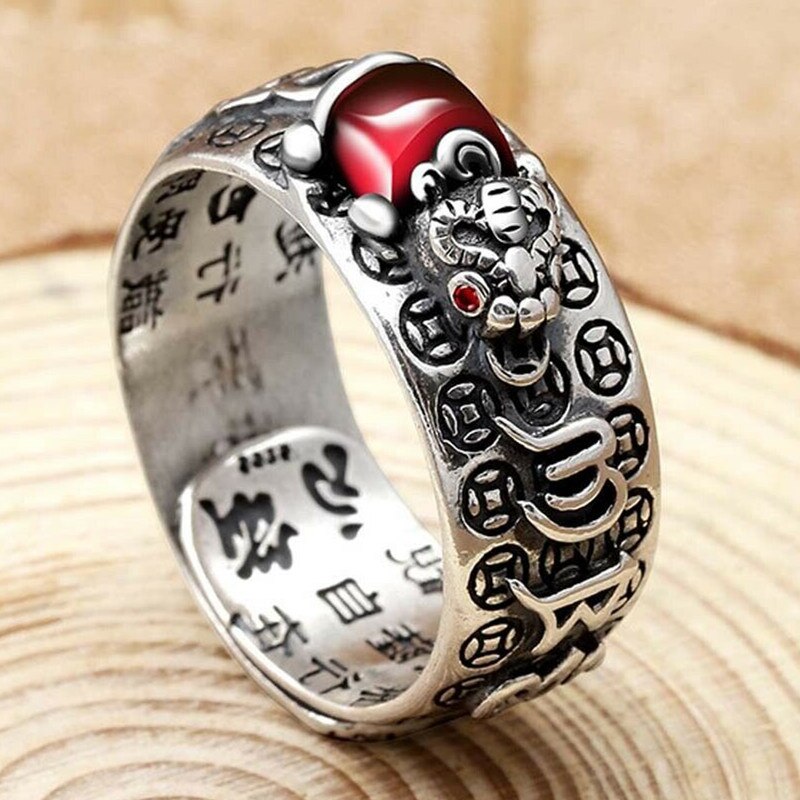 unisex Pixiu Ring - Verstellbare Feng Shui Amulett - Schutz & Wohlstand - Jahrgang Tiermotiv