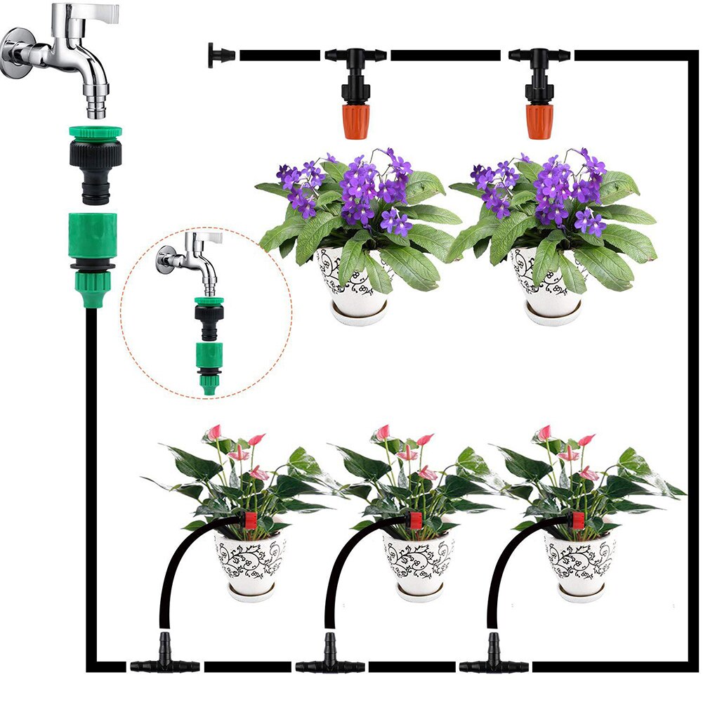 Sistema de riego de jardín, Kits de dispositivo de riego, ahorro de agua, jardín, patio, invernadero, cama de flores, equipo automático