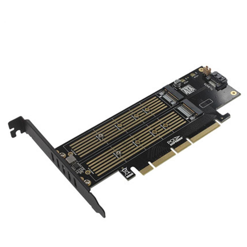 JEYI SK9 m.2 Expansion for NVMe Adapter for NGFF PCIE3.0 Cooling Fan SSD Dual Add on Card SATA3 w Fan Aluminum Cover Capacitance