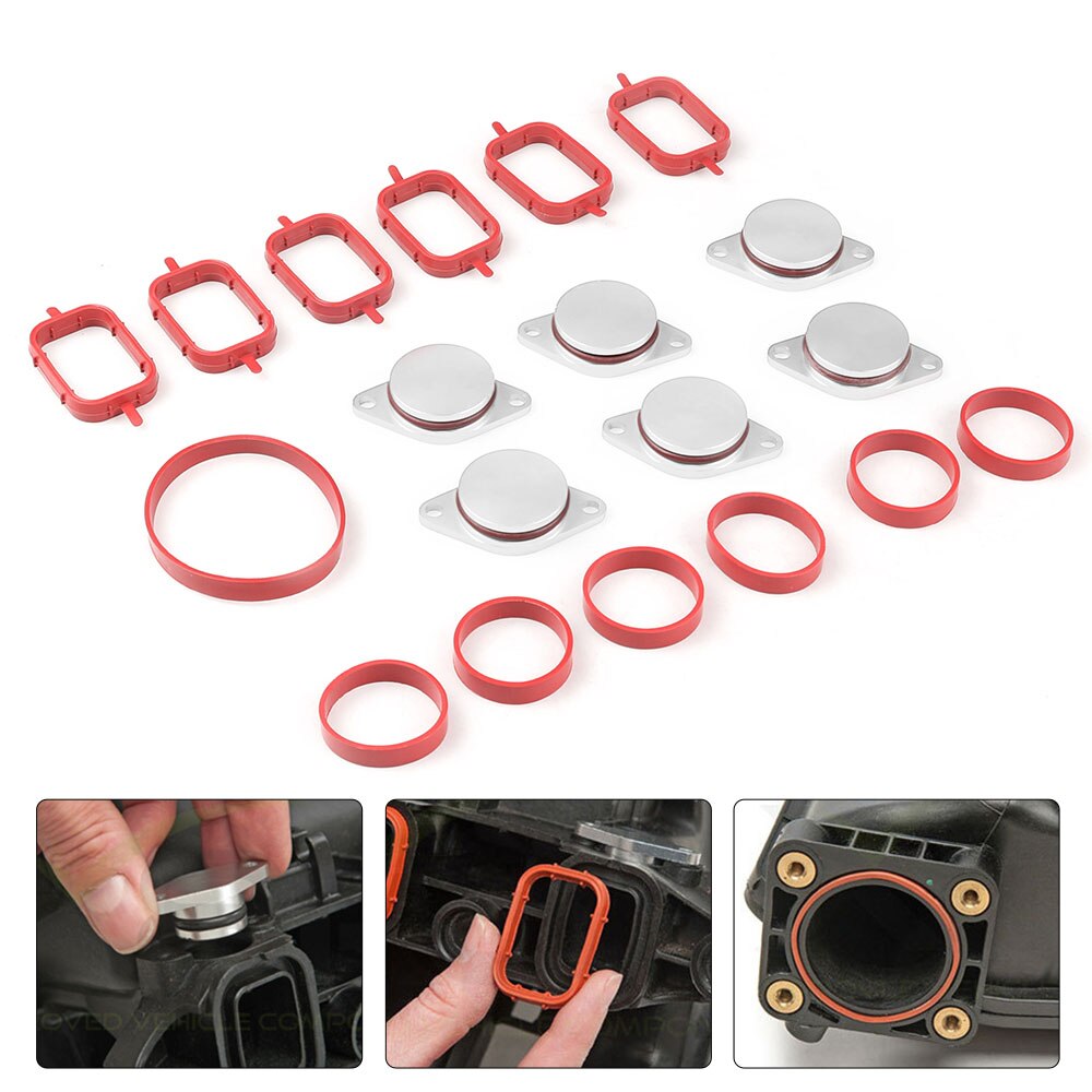 For BMW M57 6X33mm Auto Replacement Parts Swirl Blanks Flaps Repair Delete Kit with Intake Gaskets Key Blanks: Silver
