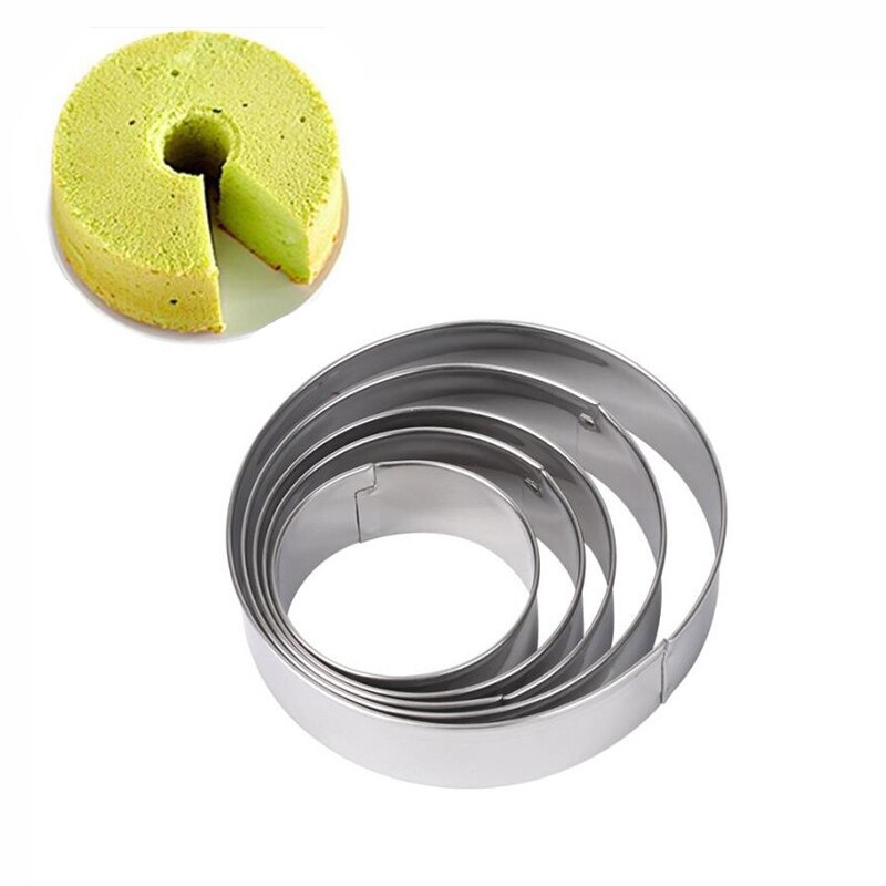 5pcs Cookie Cutter Mold Set Stainless Steel Circle Round Shape Biscuit Cake Fondant Mould Kitchen DIY Baking Pastry Cake Tools