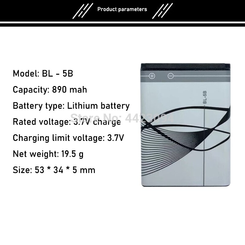 890Mah BL-5B Bl 5B Hoge Capaciteit Batterij Voor Nokia 3220 3230 5140 5140i 5200 5300 5500 6020 6021 6060 N83 N90 BL-5B Batterij