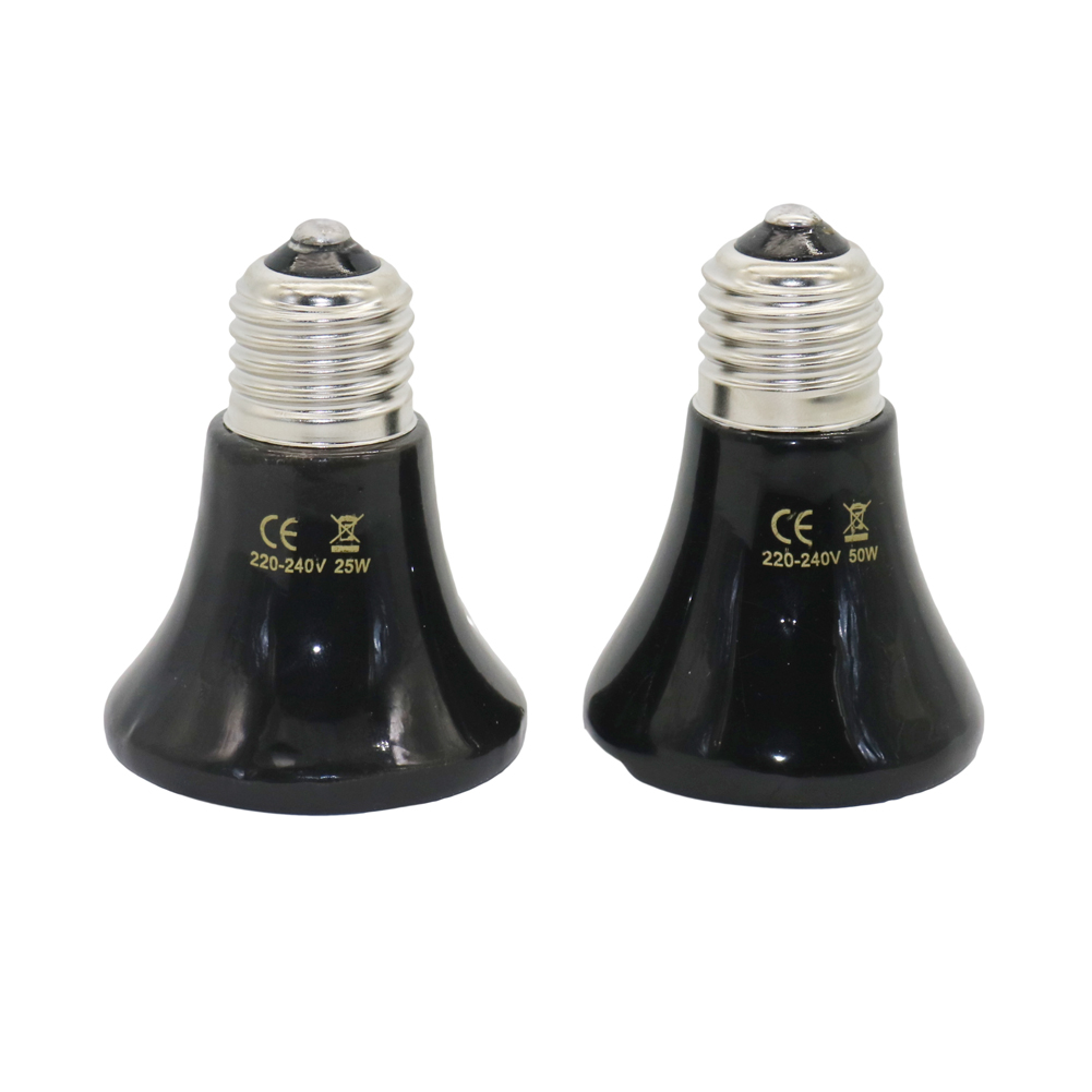 1 pc escalada pet lâmpada de aquecimento emissor infravermelho cônico lâmpada cerâmica pequena pet chocadeira lâmpada controle temperatura 25/50/75/100w