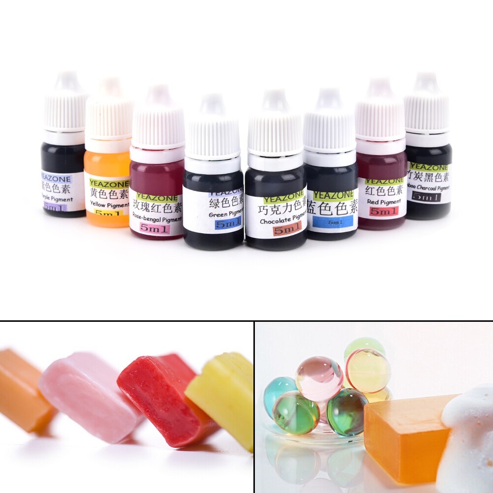 8 couleurs 5ml à la main savon Colorant Pigments Colorant boîte à outils matériaux à la main Base de savon couleur Pigment liquide