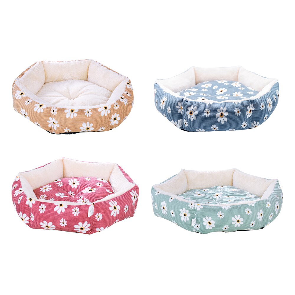 Chat maison animaux canapé hexagone chat lit chien lits pour animaux de compagnie pour moyen petit oreiller été tissu sommeil nid panier tapis de lit pour animaux de compagnie