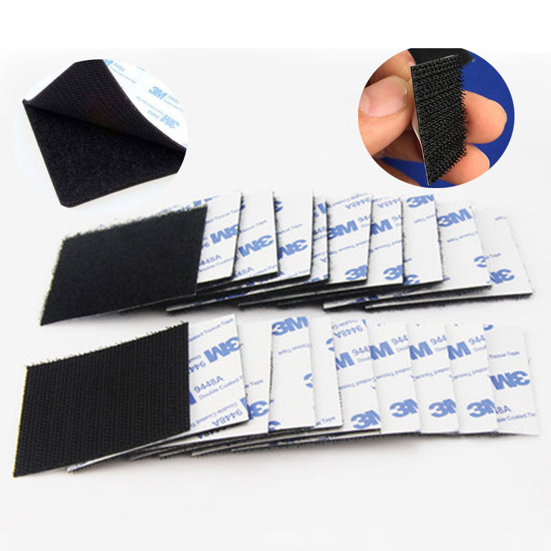 100 Paar/partij Zelfklevende Sluiting Tape Sterke Haak Zelfklevende Nylon Sticker Sluiting Haak En Lus Tape Met 3M Lijm diy Craft: Black / 50 x 50mm 100Pairs