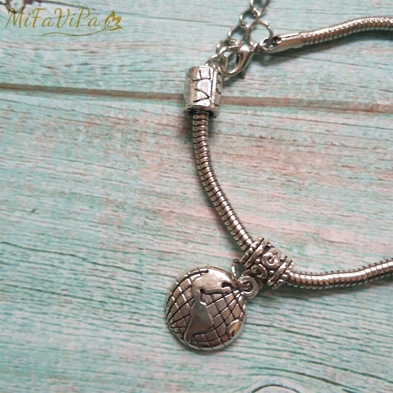 MiFaViPa Flugzeug Armband Erde Flugzeug Pandent Schmuck Armbänder für Frauen Einfache Legierung Silve Farbe Antike Armband