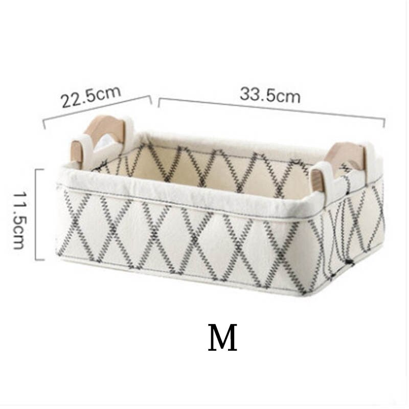 Inklapbare Opslag Bakken Opvouwbare Vilt Opslag Wasmand Organizer Carry Houten Handvat Doeken Speelgoed Dozen Containers: White -M