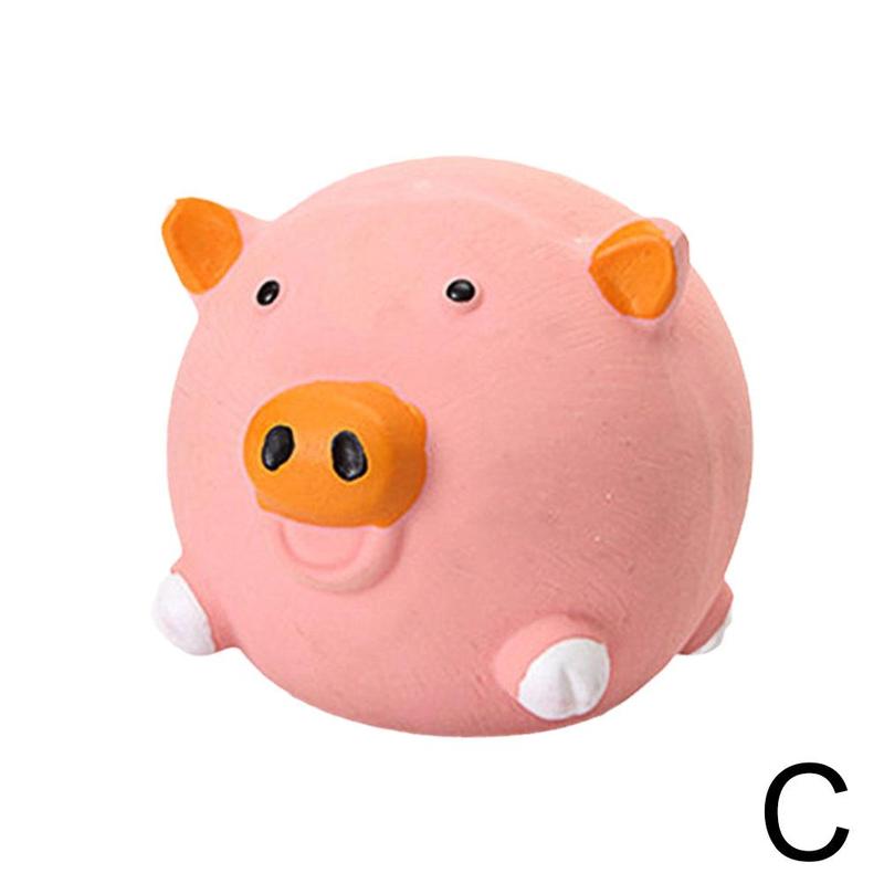 Boule vocale en Latex pour animaux de compagnie, broyage des dents, jouets, Rose, rouge, cochon, boules jaunes, poulet, vache ronde, chiens, produits d&#39;entraînement à la mastication: C