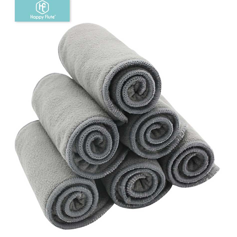 Happy Flute Baby Nappies Bamboo Charcoal Liner nappy diaper Insert For Baby Cloth Diaper Nappy Washable 4 Layers