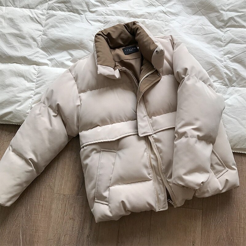 Donsjack Vrouwelijke Jas Parka Vrouwen Winter Jas Parka Dames Losse Opstaande Kraag Dikke Warme Puffer jas Vrouwelijke: Beige / L