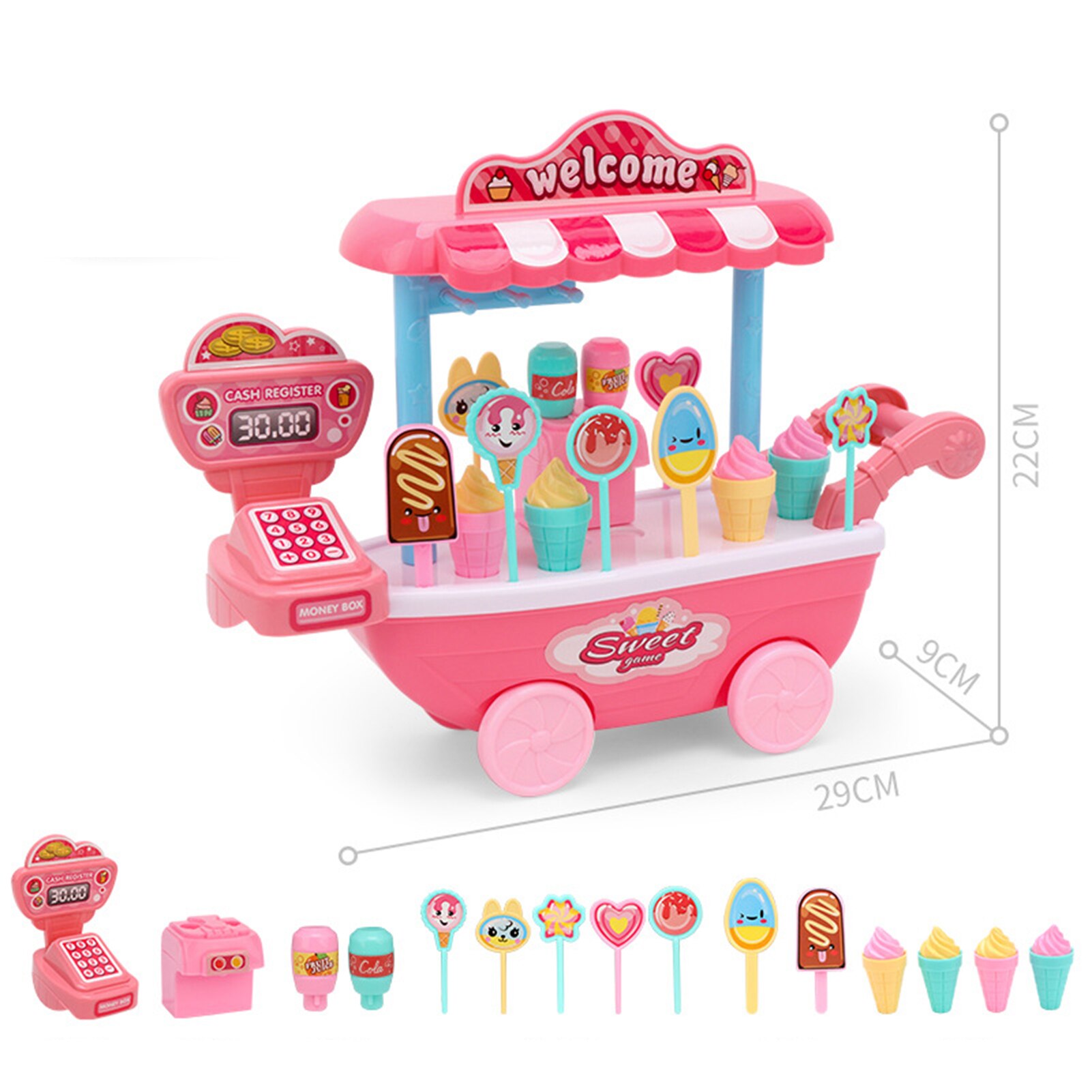 Lollipop Trolley Detailed Durable Plastic Kids Simulational Candy Shop for Home