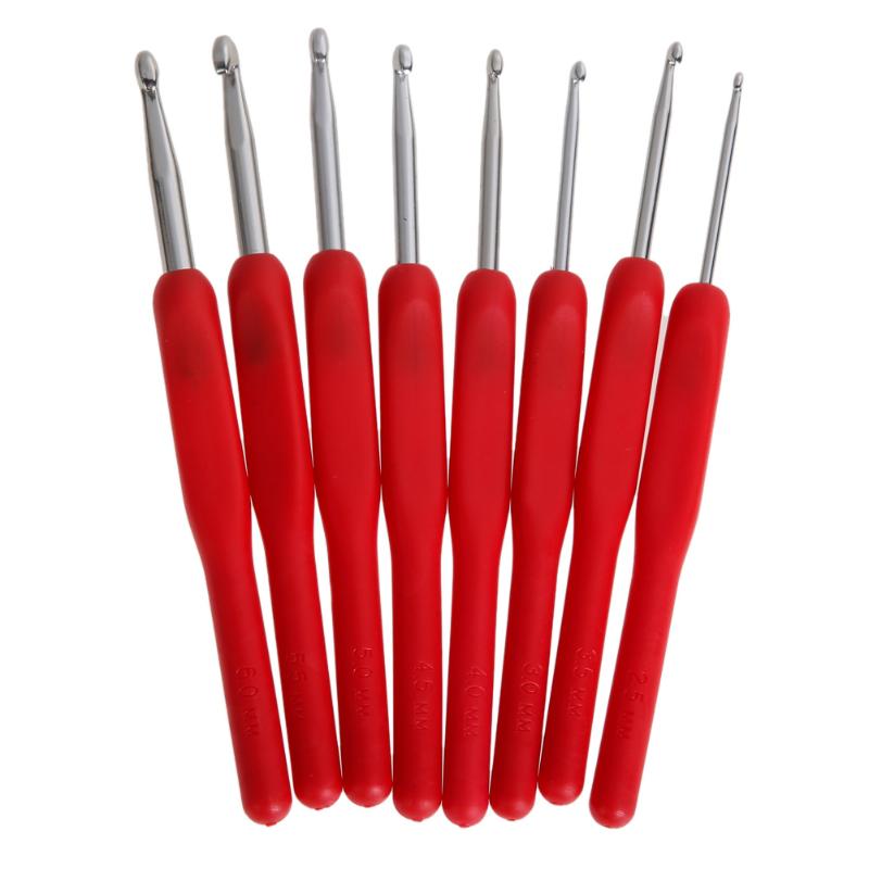 Conjunto de 8 unidades, gancho de ganchillo para manualidades de plástico de 2,5-6mm, manualidad de bordado con aguja para costura, Kit de manualidades, herramienta de telar, agujas de tejer: 06