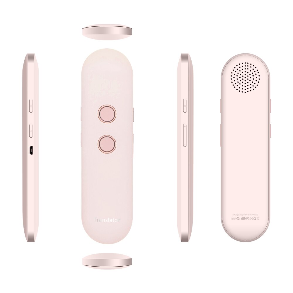 Portable intelligent 3-in-1 Voice Translator for learning voice text picture language translator of travel business meeting: Pink