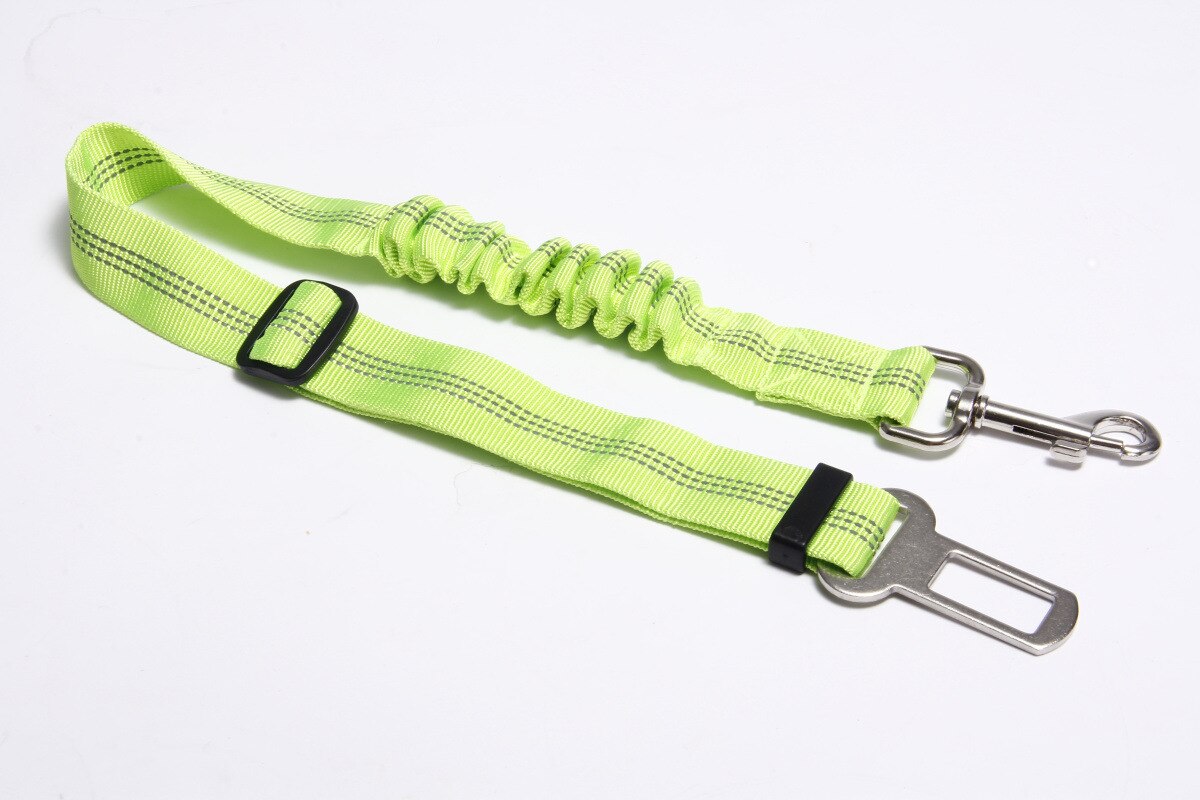 Dierbenodigdheden Autogordel Hond Seat Belt Hondenriem Voertuig Riem Verstelbare Demping Elastische Reflecterende Veiligheid Touw Voor Hond kat: green