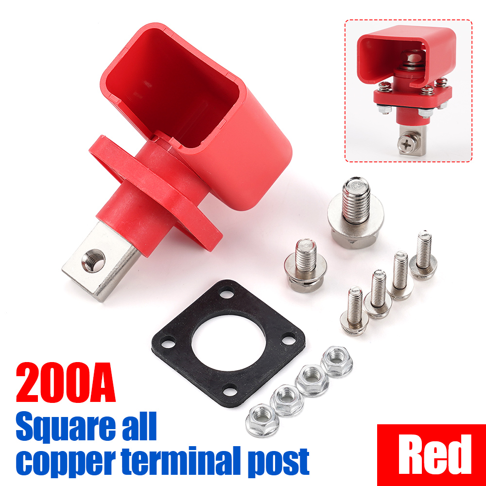 200A All-Copper Lithium Battery Terminal Connector Energy Storage Terminal Battery Connector Adapter Inverter Plug: Red