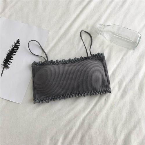 Small Breast Bra Top for Kid Girls Underwear Solid Cotton Training Bra Wireless for Young Girls Underwear Vest: Dark Grey