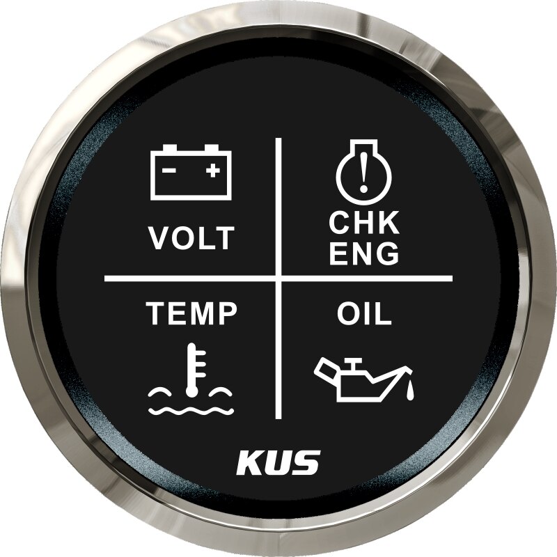 KUS 2 "Universal Boot Auto Motor 4LED Volt Water Temp Oliedruk Alarm Indicator Gauge Meter Met Rood/ geel Backlight 12/24 V