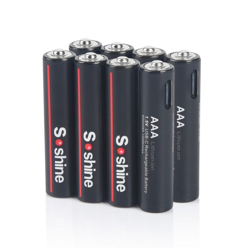 Batterie al litio USB Soshine da 600 mWh Batteria ricaricabile da 1,5 V AAA 600 mWh Ciclo di 1200 volte per topo giocattolo senza fili con telecomando: bianca