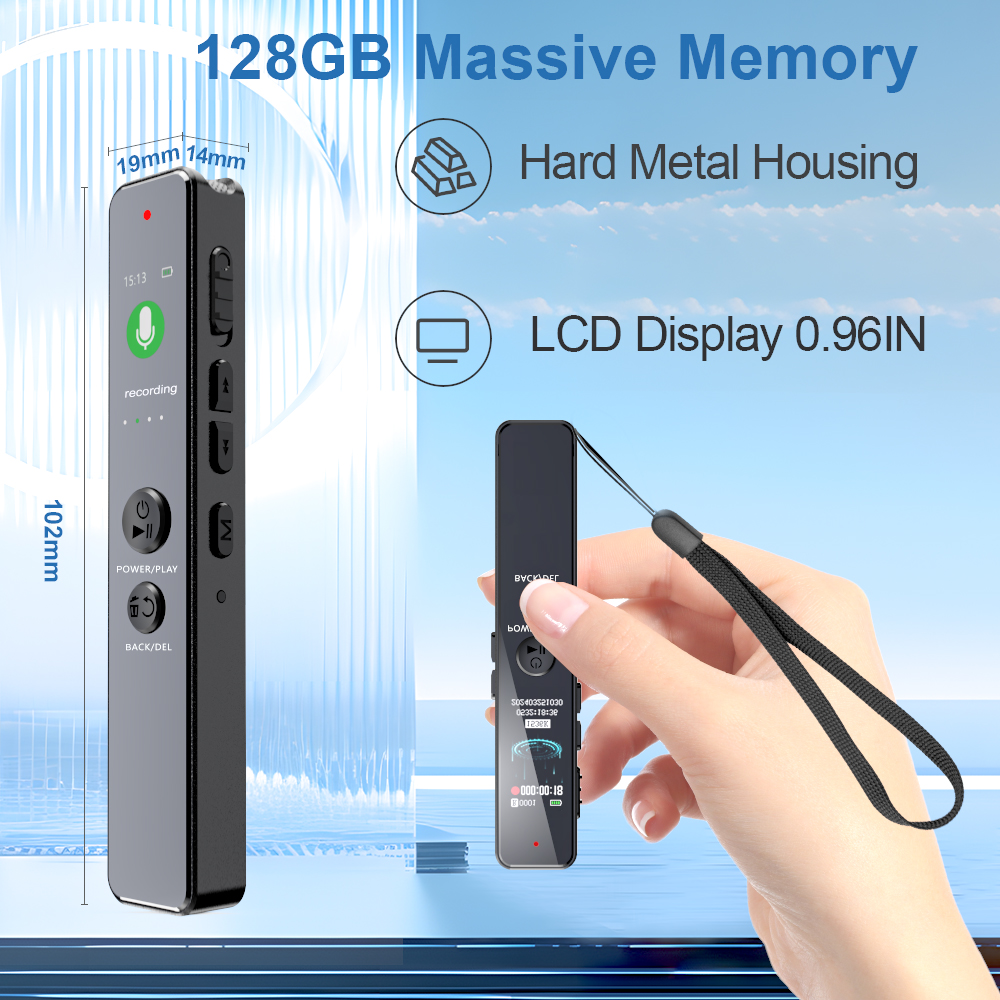 Vandlion V76 Mini Recorder Pen Terug Clip Ruisonderdrukking Draagbare Dictafoon Externe Luidspreker WAV 1536 kbps HiFi Audio-opname