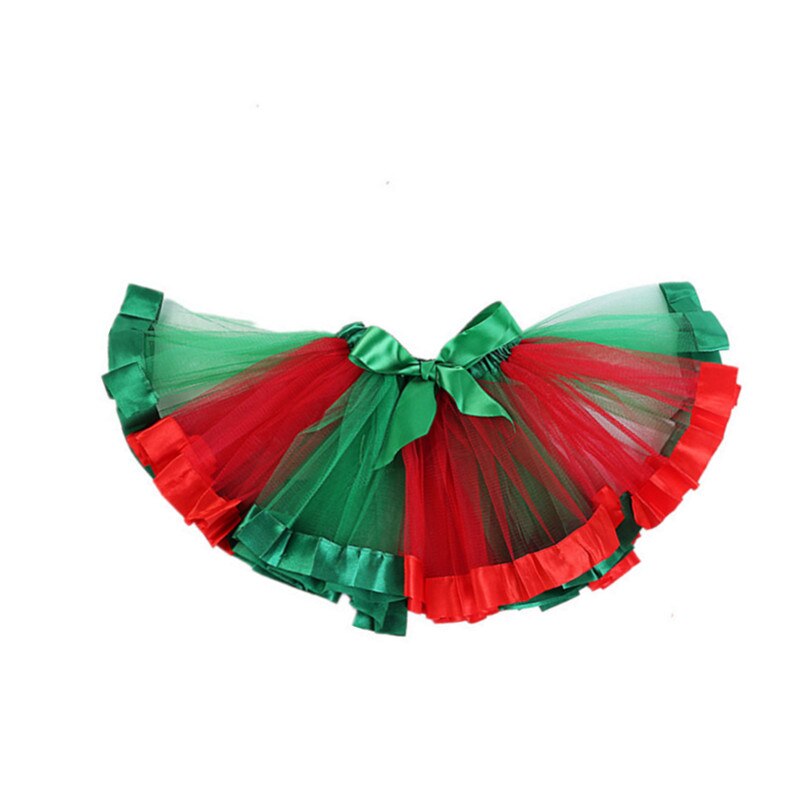 Multicolor 2 pezzi 4 colori spettacoli Pettiskirts danze vestito da ragazza gonna Tutu gonna principessa ghirlanda per bambini: 2-Red Green