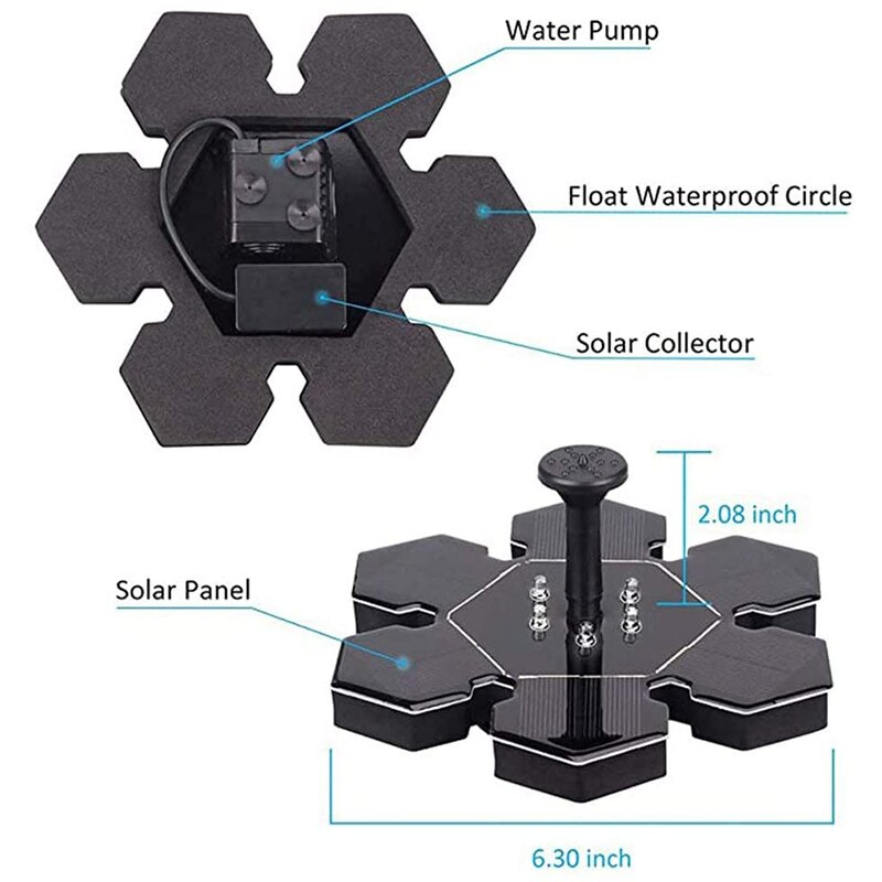 Solar Fountain Pump with Lights Upgraded Solar Water Fountain Bird Bath Fountains for Outdoors Pond Pool Garden