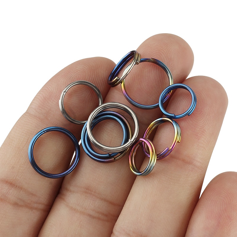 10 pièces/lot titane 10mm/12mm/14mm porte-clés EDC outil extérieur multicolore titane porte-clés