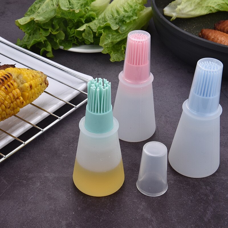 Brosse à huile pour Barbecue en Silicone, avec bouteille d'huile, résistant à la chaleur, pour pâtisserie, Barbecue de jardin, outils de cuisson