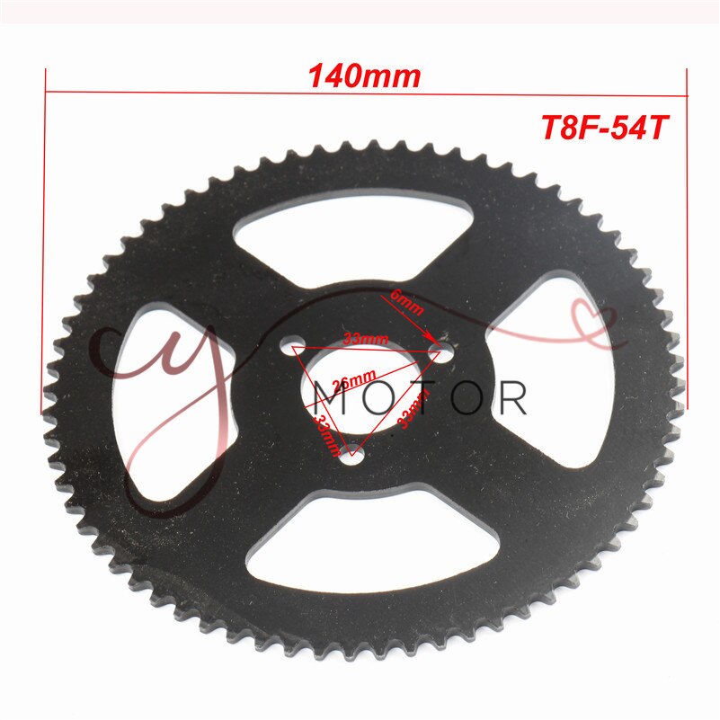 38 44 54 64 74 tand 38t 44t 54t 64t 74t t8f 35mm baghjul mini moto atv quad dirt pit pocket bike cross 47cc 49cc dele: T8f-26mm-54t