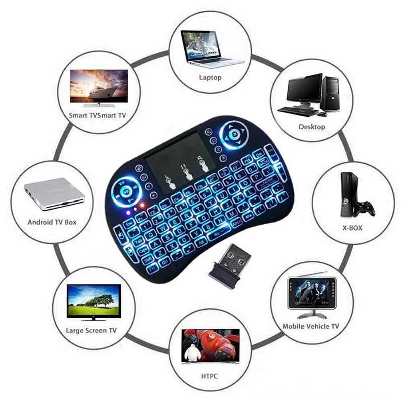 Universal Smart Remote Control 2.4GHz Wireless Fly Air Mouse Touchpad Blacklight Mini Keyboard for TV Box mini i8