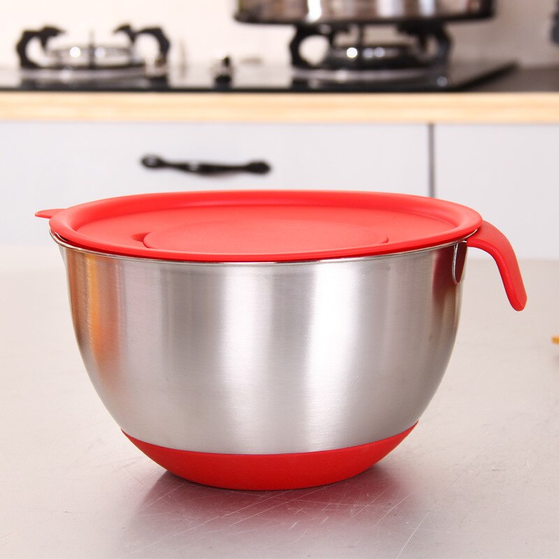 22cm 3500ml Küche Edelstahl Ei Rührgerät Schüssel Gemüse Reibe Obst Salat Mischen Schalen Silikon Griff Nicht-Unterhose Unterseite