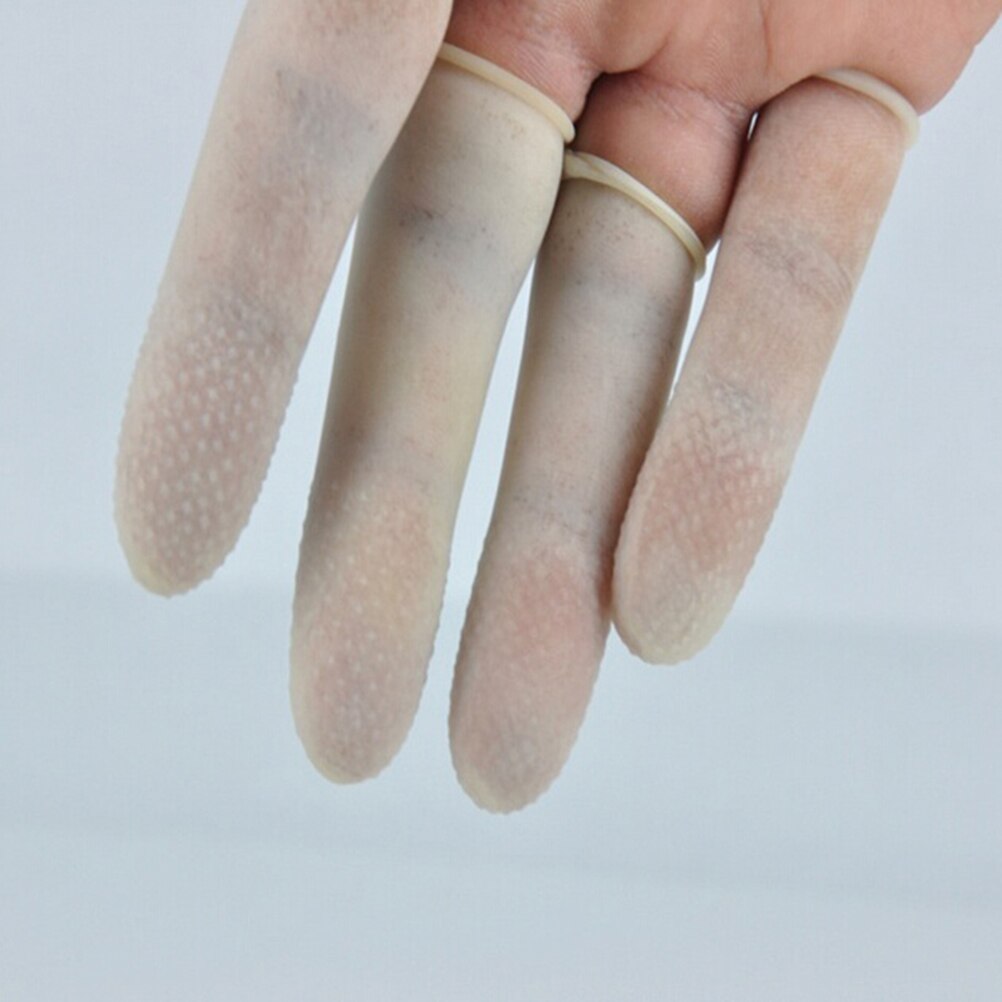 100 Pcs Disposable Nail Art Finger Cover Natural Rubber Non-slip Anti-static Latex Finger Cots Fingertips Protector Gloves