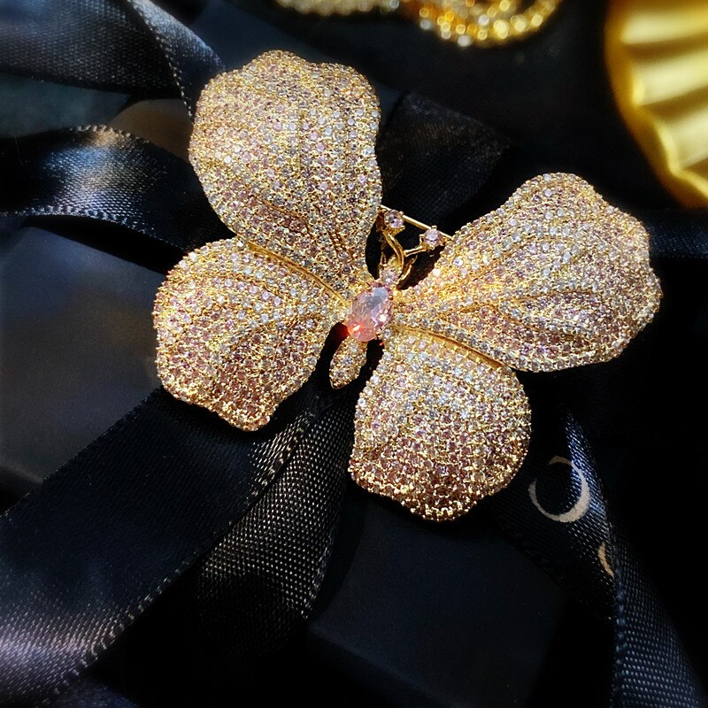 Broches para mujer, alfileres para camisa, insignias de mariposa, Pin para solapa, broche de lujo, joyería fina delicada,