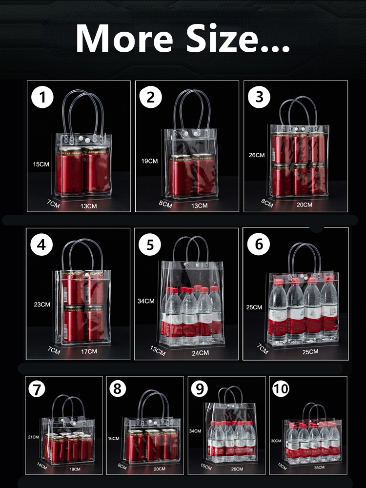 20pcs/lot Transparent soft PVC tote packaging bags with hand loop, clear Plastic handbag, cosmetic bag