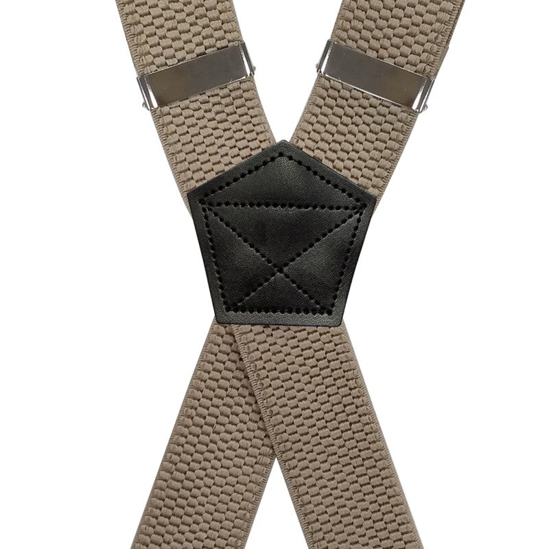Heren Zware Grote En Lange Bretels 3.8Cm Breed X Terug Met 4 Sterke Clips Verstelbare Elastische Werk Broek bretels-Zwart Bruin