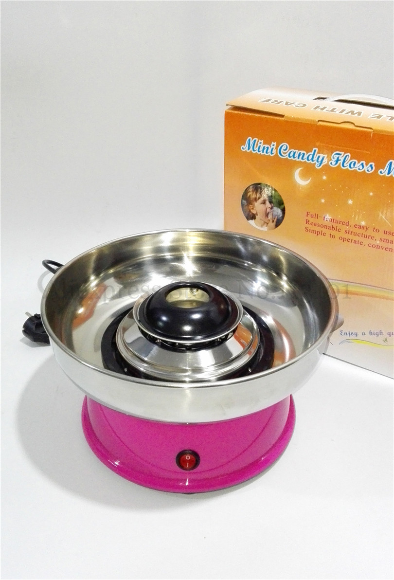 Mini Candy Floss Maker Pink Color Stainless Steel Bowl Electric Cotton Candy Machine 420W 220V
