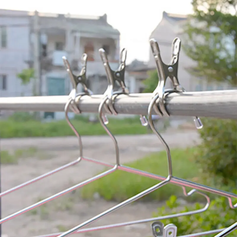 6 uds 9Cm Clip de tela de acero inoxidable resistente Clips grandes para toallas de playa pinzas para ropa alfileres Clips colgantes de Metal para toallas de ropa