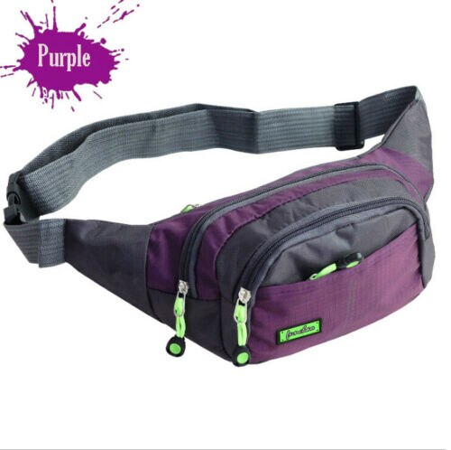 Waterproof Running Belt Bum Waist Pouch Sport Camping Hiking Zip Fanny Pack Bag: Purple 