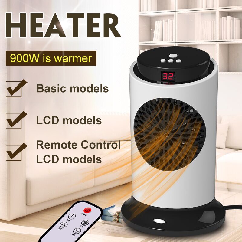 1500W LED Display Electric Fan Heater with Remote Control Energy Efficient 3 Speed Ajustable Timing Home Heating Warm Air Fan