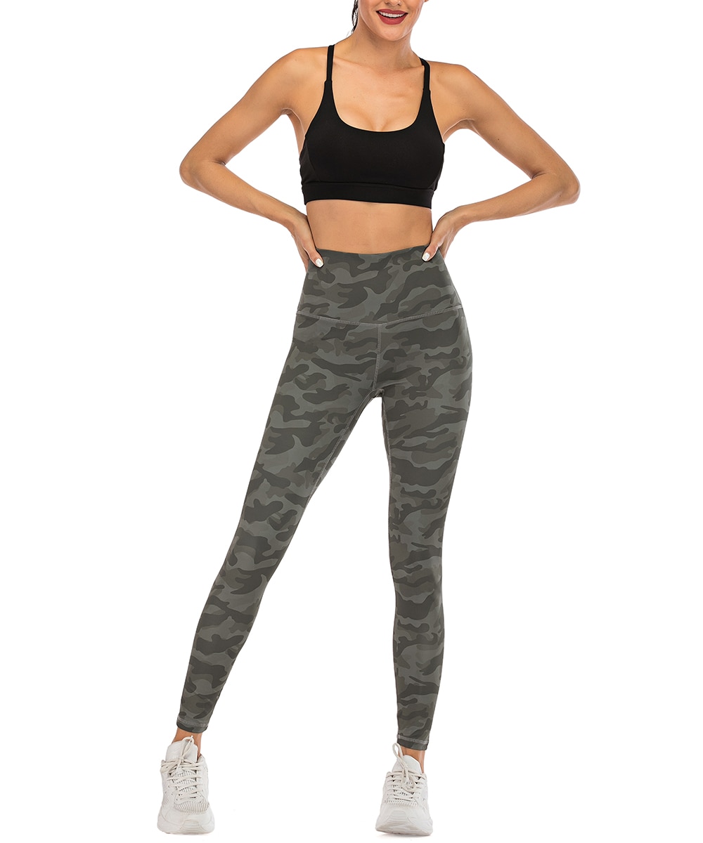 Yaavii Camouflage Printed Fitness Leggings Women High Waist Yoga Pants Gym Sportswear Elastic Tight Trouser with Hidden pocket