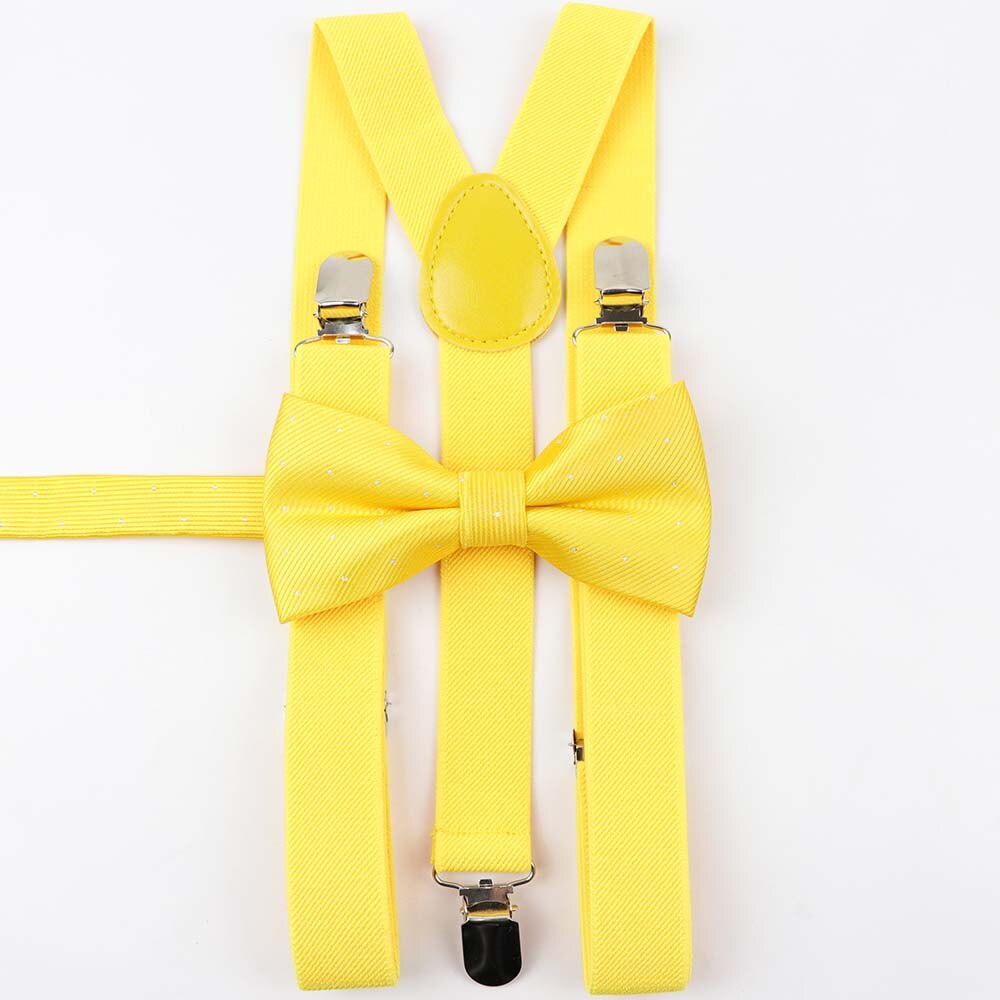 Einfarbig Mann der Gürtel Bowtie Set Männer Frauen Hosenträger Polyester Y-Back Hosenträger Stern Silber Punkt Fliege einstellbare Elastische: 6